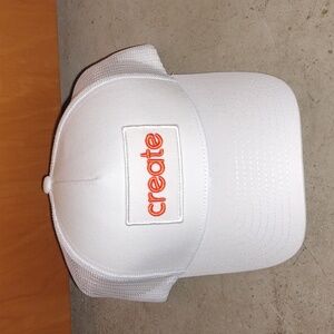 Create Trucker Mesh Hat Create Wellness White Orange New